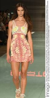A model presents a beachwear creation by Custo Barcelona fashion designers during the Miami Fashion Week at the Ice Palace, Miami, Florida, June 3, 2016.  MIA20160603303 GARYxIxROTHSTEIN
