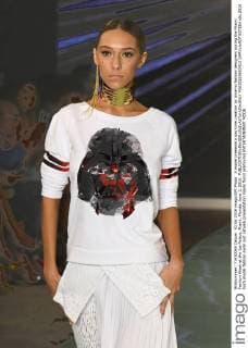 A model presents a day time creation by Alvarno fashion designers during the Miami Fashion Week at the Ice Palace, Miami, Florida, June 3, 2016.  MIA20160603412 GARYxIxROTHSTEIN