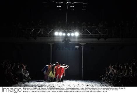Illustration picture shows the 28th edition of the graduation fashion show Show 16 with the creations of the students of the fashion department of La Cambre school of visual arts, Saturday 04 June 2016, in Brussels.  ERICxLALMAND 04865408