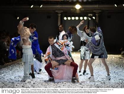 Illustration picture shows the 28th edition of the graduation fashion show Show 16 with the creations of the students of the fashion department of La Cambre school of visual arts, Saturday 04 June 2016, in Brussels.  ERICxLALMAND 04865406