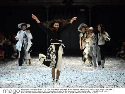 Illustration picture shows the 28th edition of the graduation fashion show Show 16 with the creations of the students of the fashion department of La Cambre school of visual arts, Saturday 04 June 2016, in Brussels.  ERICxLALMAND 04865402
