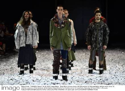 Illustration picture shows the 28th edition of the graduation fashion show Show 16 with the creations of the students of the fashion department of La Cambre school of visual arts, Saturday 04 June 2016, in Brussels.  ERICxLALMAND 04865403