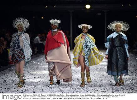 Illustration picture shows the 28th edition of the graduation fashion show Show 16 with the creations of the students of the fashion department of La Cambre school of visual arts, Saturday 04 June 2016, in Brussels.  ERICxLALMAND 04865409