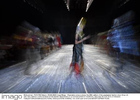Illustration picture shows the 28th edition of the graduation fashion show Show 16 with the creations of the students of the fashion department of La Cambre school of visual arts, Saturday 04 June 2016, in Brussels.  ERICxLALMAND 04865417