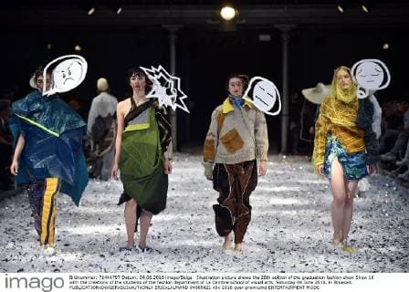 Illustration picture shows the 28th edition of the graduation fashion show Show 16 with the creations of the students of the fashion department of La Cambre school of visual arts, Saturday 04 June 2016, in Brussels.  ERICxLALMAND 04865421