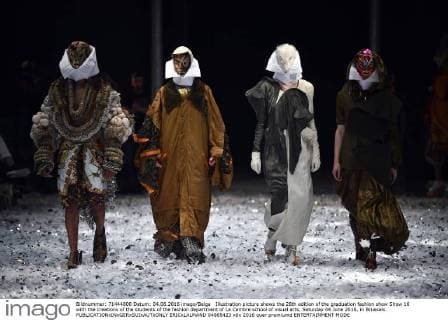 Illustration picture shows the 28th edition of the graduation fashion show Show 16 with the creations of the students of the fashion department of La Cambre school of visual arts, Saturday 04 June 2016, in Brussels.  ERICxLALMAND 04865423