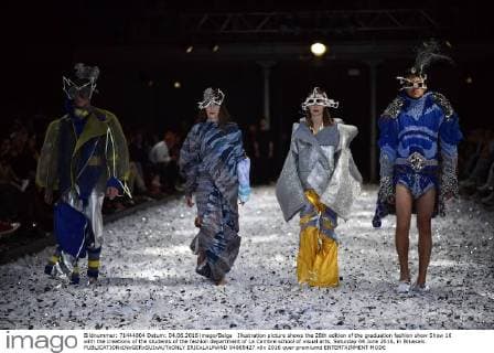 Illustration picture shows the 28th edition of the graduation fashion show Show 16 with the creations of the students of the fashion department of La Cambre school of visual arts, Saturday 04 June 2016, in Brussels.  ERICxLALMAND 04865427