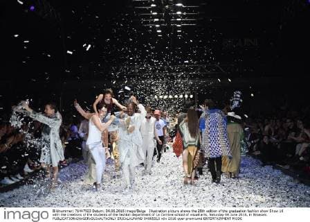 Illustration picture shows the 28th edition of the graduation fashion show Show 16 with the creations of the students of the fashion department of La Cambre school of visual arts, Saturday 04 June 2016, in Brussels.  ERICxLALMAND 04865510