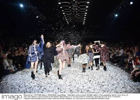 Illustration picture shows the 28th edition of the graduation fashion show Show 16 with the creations of the students of the fashion department of La Cambre school of visual arts, Saturday 04 June 2016, in Brussels.  ERICxLALMAND 04865511