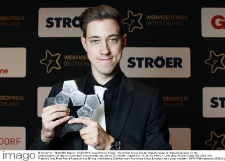 Maximilian Knabe bei der Verleihung des 6. Webvideopreises an die herausragendsten deutschsprachigen Internetstars des Jahres im Castello. Düsseldorf, 04.06.2016 Foto:xC.xHardtx xFuturexImage