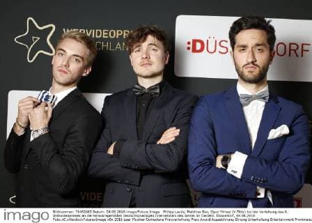 Philipp Laude, Matthias Roo, Oguz Yilmaz (Y-Titty) bei der Verleihung des 6. Webvideopreises an die herausragendsten deutschsprachigen Internetstars des Jahres im Castello. Düsseldorf, 04.06.2016 Foto:xC.xHardtx xFuturexImage