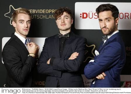 Philipp Laude, Matthias Roo, Oguz Yilmaz (Y-Titty) bei der Verleihung des 6. Webvideopreises an die herausragendsten deutschsprachigen Internetstars des Jahres im Castello. Düsseldorf, 04.06.2016 Foto:xC.xHardtx xFuturexImage