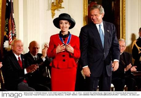 Jan. 1, 2011 - 6 23 04 The White House- Washington DC.President Bush bestowes the Presidential Medal of Freedom to actress Rita Moreno.. CHRISTY BOWE 2004.I8909CB - ZUMAg49_