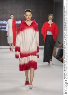 London, UK. 5 June 2016. A model walks the runway showcasing the fashion collection by Emily Lavarello from the University of the Arts in Norwich during Graduate Fashion Week 2016. GFW takes place at the Old Truman Brewery from 5 to 8 June 2016. Norwich University, Graduate Fashion Week 2016 