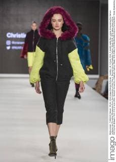 London, UK. 5 June 2016. A model walks the runway showcasing the fashion collection by Christina Mitropoulou from the University of the Arts in Norwich during Graduate Fashion Week 2016. GFW takes place at the Old Truman Brewery from 5 to 8 June 2016. Norwich University, Graduate Fashion Week 2016 
