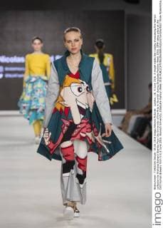 London, UK. 5 June 2016. A model walks the runway showcasing the fashion collection by Nicholas Edward Stanley from the University of the Arts in Norwich during Graduate Fashion Week 2016. GFW takes place at the Old Truman Brewery from 5 to 8 June 2016. Norwich University, Graduate Fashion Week 2016 