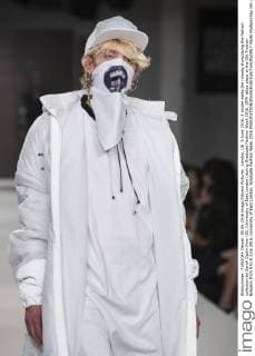 London, UK. 5 June 2016. A model walks the runway showcasing the fashion collection by Sarah Caplin from UEL (University of East London) during Graduate Fashion Week 2016. GFW takes place at the Old Truman Brewery from 5 to 8 June 2016. University of East London, Graduate Fashion Week 2016 