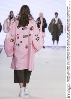London, UK. 5 June 2016. A model walks the runway showcasing the fashion collection by Faith Balogun from UEL (University of East London) during Graduate Fashion Week 2016. GFW takes place at the Old Truman Brewery from 5 to 8 June 2016. University of East London, Graduate Fashion Week 2016 