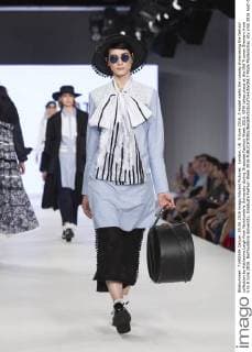 London, UK. 5 June 2016. A model walks the runway showcasing the fashion collection by Katherine Leigh from Northumbria University during Graduate Fashion Week 2016. GFW takes place at the Old Truman Brewery from 5 to 8 June 2016. Northumbria University, Graduate Fashion Week 2016 