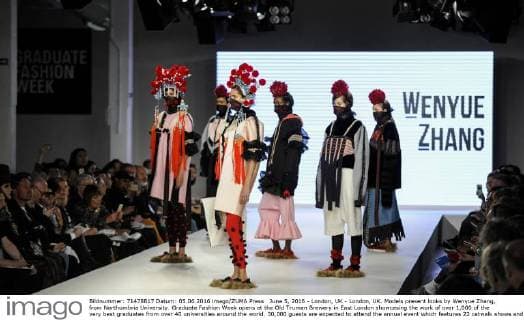 June 5, 2016 - London, UK - London, UK. Models present looks by Wenyue Zhang, from Northumbria University. Graduate Fashion Week opens at the Old Truman Brewery in East London showcasing the work of over 1,000 of the very best graduates from over 40 universities around the world. 30,000 guests are expected to attend the annual event which features 22 catwalk shows and more. London UK  - ZUMAl94_