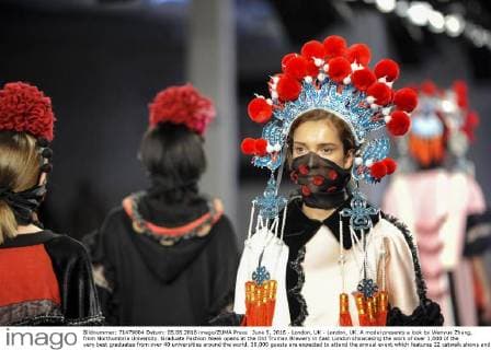 June 5, 2016 - London, UK - London, UK. A model presents a look by Wenyue Zhang, from Northumbria University. Graduate Fashion Week opens at the Old Truman Brewery in East London showcasing the work of over 1,000 of the very best graduates from over 40 universities around the world. 30,000 guests are expected to attend the annual event which features 22 catwalk shows and more. London UK  - ZUMAl94_