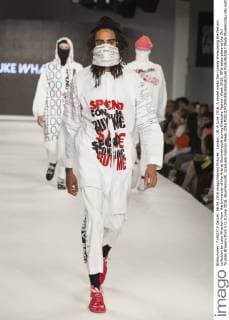 London, UK. 6 June 2016. A model walks the runway showcasing the fashion collection by Luke Wharton from the University of the Arts at Bournemouth during Graduate Fashion Week 2016. GFW takes place at the Old Truman Brewery from 5 to 8 June 2016. Bournemouth, Graduate Fashion Week 2016 