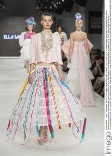 London, UK. 6 June 2016. A model walks the runway showcasing the fashion collection by Ella McMillan from the University of the Arts at Bournemouth during Graduate Fashion Week 2016. GFW takes place at the Old Truman Brewery from 5 to 8 June 2016. Bournemouth, Graduate Fashion Week 2016 