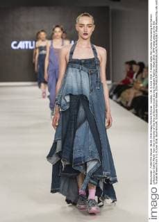 London, UK. 6 June 2016. A model walks the runway showcasing the fashion collection by Caitlin Martin from the University of the Arts at Bournemouth during Graduate Fashion Week 2016. GFW takes place at the Old Truman Brewery from 5 to 8 June 2016. Bournemouth, Graduate Fashion Week 2016 