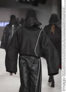 London, UK. 6 June 2016. A model walks the runway showcasing the fashion collection by Michelle Obuya from the University of the Arts at Bournemouth during Graduate Fashion Week 2016. GFW takes place at the Old Truman Brewery from 5 to 8 June 2016. Bournemouth, Graduate Fashion Week 2016 
