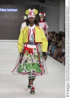London, UK. 6 June 2016. A model walks the runway showcasing the fashion collection by Chloe Jackson from Nottingham Trent University during Graduate Fashion Week 2016. GFW takes place at the Old Truman Brewery from 5 to 8 June 2016. Nottingham Trent University, Graduate Fashion Week 2016 