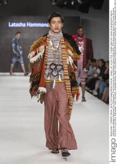 London, UK. 6 June 2016. A model walks the runway showcasing the fashion collection by Latasha Hammond from Nottingham Trent University during Graduate Fashion Week 2016. GFW takes place at the Old Truman Brewery from 5 to 8 June 2016. Nottingham Trent University, Graduate Fashion Week 2016 
