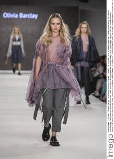 London, UK. 6 June 2016. A model walks the runway showcasing the fashion collection by Olivia Barclay from Nottingham Trent University during Graduate Fashion Week 2016. GFW takes place at the Old Truman Brewery from 5 to 8 June 2016. Nottingham Trent University, Graduate Fashion Week 2016 