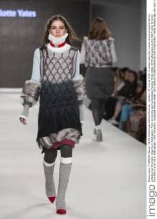 London, UK. 6 June 2016. A model walks the runway showcasing the fashion collection by Charlotte Yates from Nottingham Trent University during Graduate Fashion Week 2016. GFW takes place at the Old Truman Brewery from 5 to 8 June 2016. Nottingham Trent University, Graduate Fashion Week 2016 