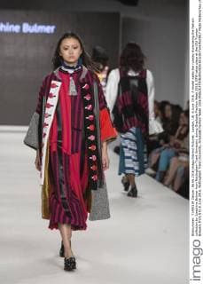 London, UK. 6 June 2016. A model walks the runway showcasing the fashion collection by Josephine Bulmer from Nottingham Trent University during Graduate Fashion Week 2016. GFW takes place at the Old Truman Brewery from 5 to 8 June 2016. Nottingham Trent University, Graduate Fashion Week 2016 