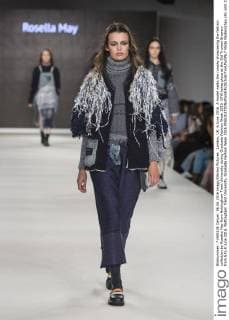 London, UK. 6 June 2016. A model walks the runway showcasing the fashion collection by Rosetta May from Nottingham Trent University during Graduate Fashion Week 2016. GFW takes place at the Old Truman Brewery from 5 to 8 June 2016. Nottingham Trent University, Graduate Fashion Week 2016 