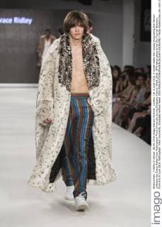London, UK. 6 June 2016. A model walks the runway showcasing the fashion collection by Grace Ridley from Nottingham Trent University during Graduate Fashion Week 2016. GFW takes place at the Old Truman Brewery from 5 to 8 June 2016. Nottingham Trent University, Graduate Fashion Week 2016 