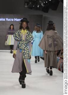 London, UK. 6 June 2016. A model walks the runway showcasing the fashion collection by Annaiss Yucra Mancilla from Nottingham Trent University during Graduate Fashion Week 2016. GFW takes place at the Old Truman Brewery from 5 to 8 June 2016. Nottingham Trent University, Graduate Fashion Week 2016 