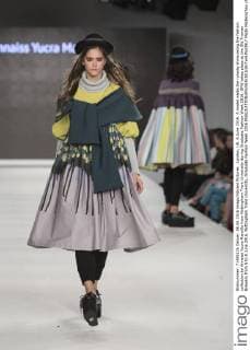London, UK. 6 June 2016. A model walks the runway showcasing the fashion collection by Annaiss Yucra Mancilla from Nottingham Trent University during Graduate Fashion Week 2016. GFW takes place at the Old Truman Brewery from 5 to 8 June 2016. Nottingham Trent University, Graduate Fashion Week 2016 