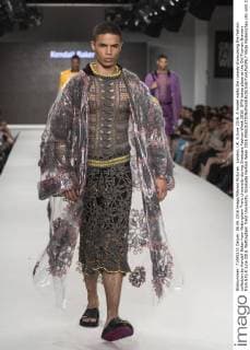 London, UK. 6 June 2016. A model walks the runway showcasing the fashion collection by Kendall Baker from Nottingham Trent University during Graduate Fashion Week 2016. GFW takes place at the Old Truman Brewery from 5 to 8 June 2016. Nottingham Trent University, Graduate Fashion Week 2016 