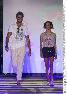 Oscar Higares and his daughter during the fashion show By Nerea Garmendia of his 2nd Anniversay at COAM in Madrid. June 06. 2016.  (201606006143)