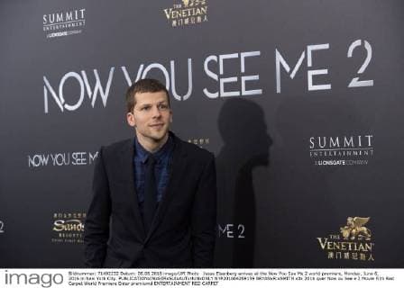 Jesse Eisenberg arrives at the Now You See Me 2 world premiere, Monday, June 6, 2016 in New York City.  NYP201604269159 BRYANxR.xSMITH