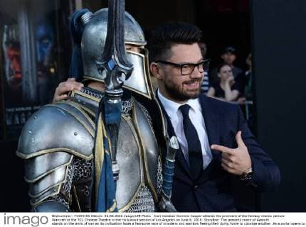 Cast member Dominic Cooper attends the premiere of the fantasy motion picture Warcraft at the TCL Chinese Theatre in the Hollywood section of Los Angeles on June 6, 2016. Storyline: The peaceful realm of Azeroth stands on the brink of war as its civilization faces a fearsome race of invaders: orc warriors fleeing their dying home to colonize another. As a portal opens to connect the two worlds, one army faces destruction and the other faces extinction.  LAP2016060615 JIMxRUYMEN