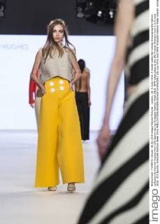 London, UK. 6 June 2016. A model walks the runway showcasing the fashion collection by Hannah Hughes from UCA Epsom during Graduate Fashion Week 2016. GFW takes place at the Old Truman Brewery from 5 to 8 June 2016. UCA Epsom, Graduate Fashion Week 2016 
