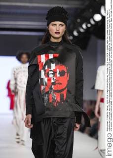 London, UK. 6 June 2016. A model walks the runway showcasing the fashion collection by Lisa Crook from UCA Epsom during Graduate Fashion Week 2016. GFW takes place at the Old Truman Brewery from 5 to 8 June 2016. UCA Epsom, Graduate Fashion Week 2016 