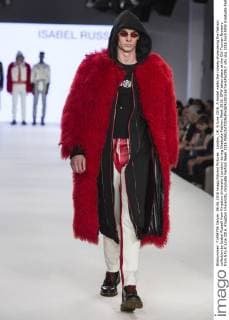 London, UK. 6 June 2016. A model walks the runway showcasing the fashion collection by Isabel Russell from Kingston University (London) during Graduate Fashion Week 2016. GFW takes place at the Old Truman Brewery from 5 to 8 June 2016. Kingston University, Graduate Fashion Week 2016 