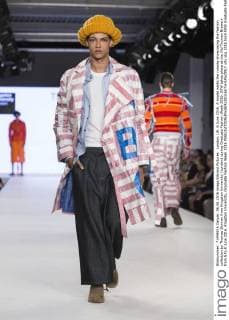 London, UK. 6 June 2016. A model walks the runway showcasing the fashion collection by Thomas Skinner from Kingston University (London) during Graduate Fashion Week 2016. GFW takes place at the Old Truman Brewery from 5 to 8 June 2016. Kingston University, Graduate Fashion Week 2016 