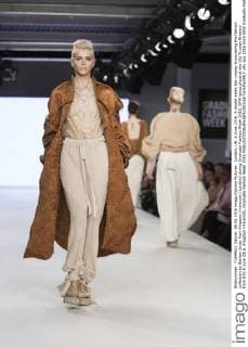 London, UK. 6 June 2016. A model walks the runway showcasing the fashion collection by Bethan Jones from Kingston University (London) during Graduate Fashion Week 2016. GFW takes place at the Old Truman Brewery from 5 to 8 June 2016. Kingston University, Graduate Fashion Week 2016 