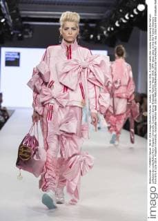 London, UK. 6 June 2016. A model walks the runway showcasing the fashion collection by Lydia Bolton from Kingston University (London) during Graduate Fashion Week 2016. GFW takes place at the Old Truman Brewery from 5 to 8 June 2016. Kingston University, Graduate Fashion Week 2016 