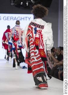 London, UK. 6 June 2016. A model walks the runway showcasing the fashion collection by James Geraghty from Kingston University (London) during Graduate Fashion Week 2016. GFW takes place at the Old Truman Brewery from 5 to 8 June 2016. Kingston University, Graduate Fashion Week 2016 