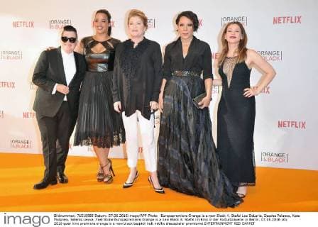 Europapremiere Orange is a new Black 4. Stafel Lea DeLaria, Dascha Polanco, Kate Mulgrew, Selenis Leyva, Yael Stone Europapremiere Orange is a new Black 4. Stafel im Kino in der Kulturbrauerei in Berlin, 07.06.2016